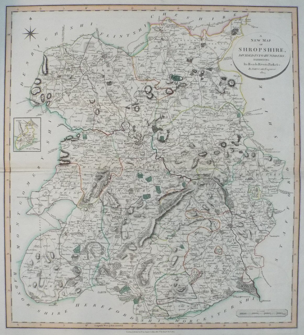 Map of Shropshire - Cary